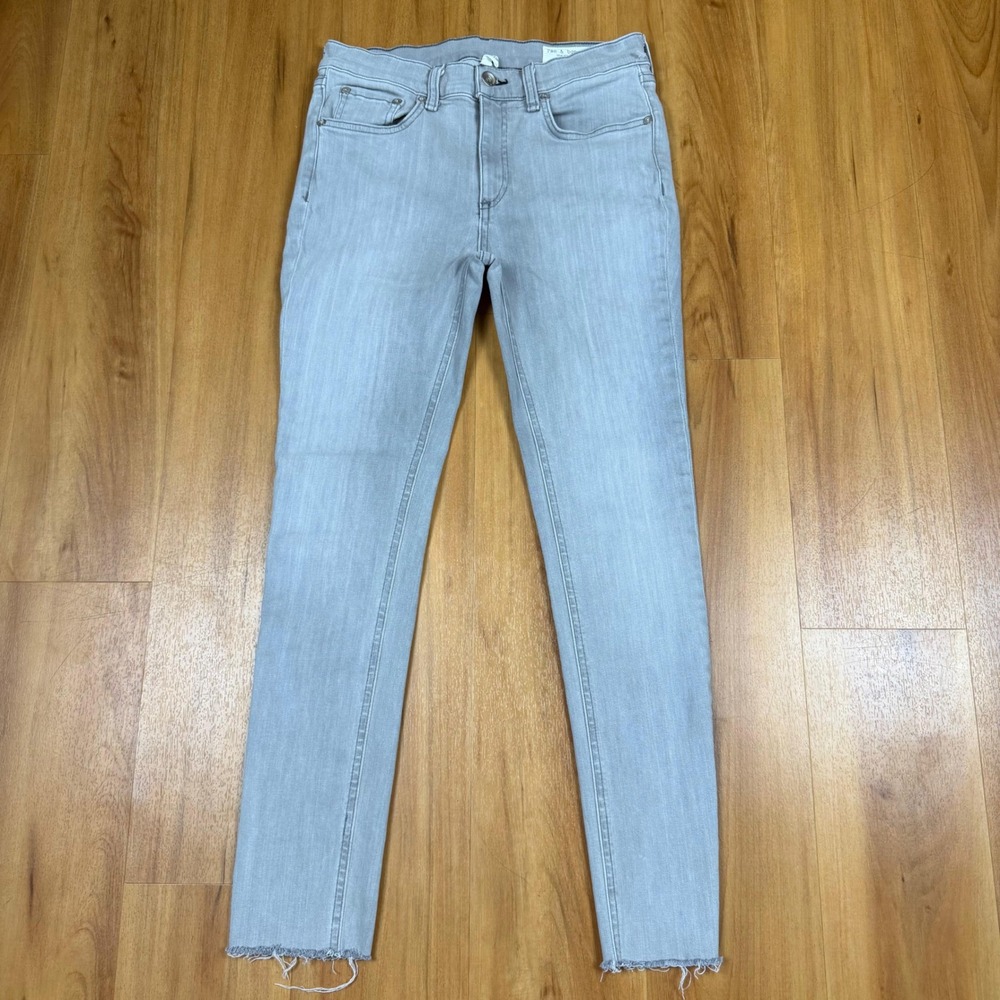Rag & Bone Ankle Skinny Jeans Burmese Gray Raw Hem W1526K120BUR Size 28